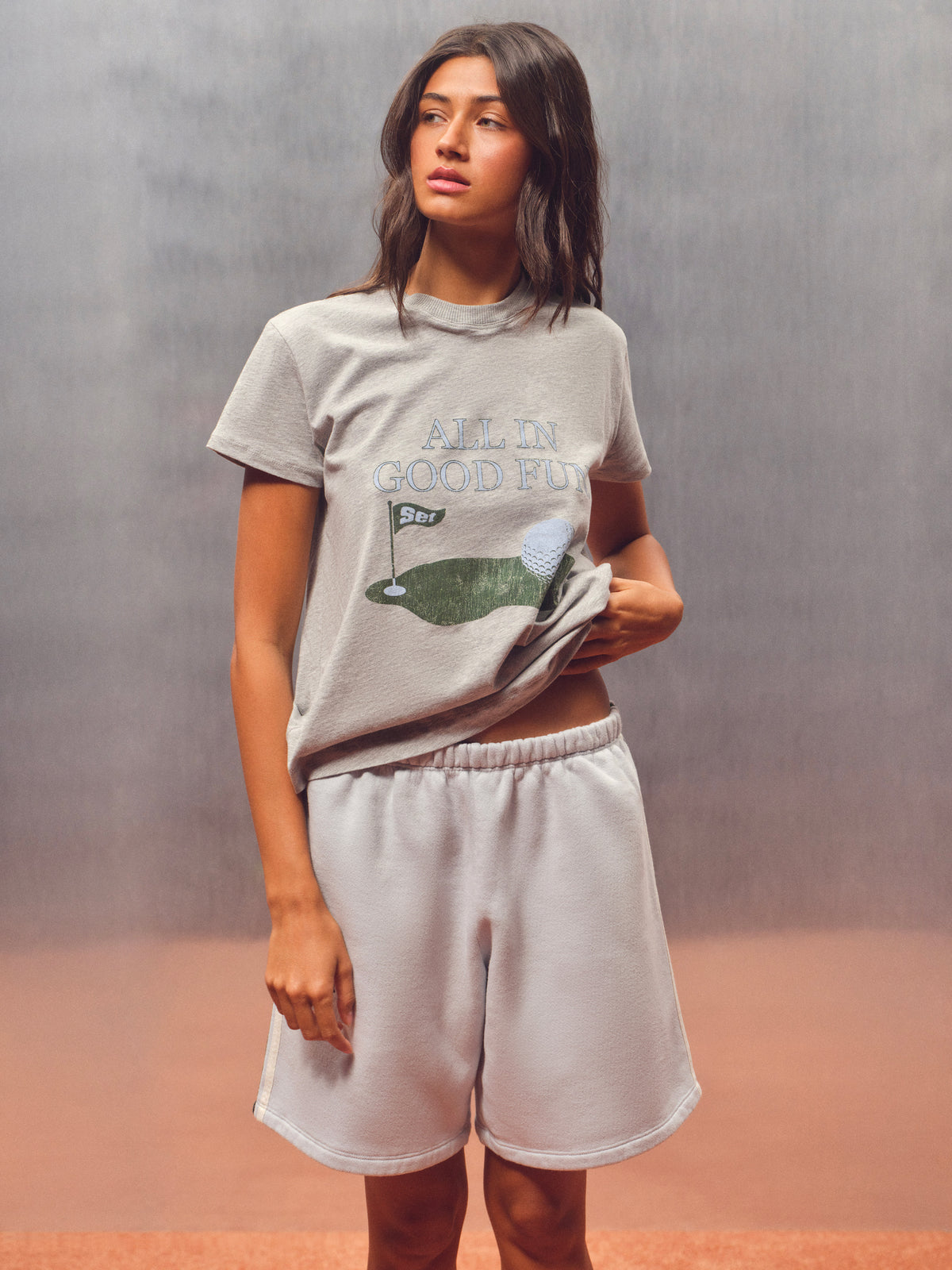 CLASSIC COTTON DAILY ALL IN GOOD FUN CLASSIC TEE - FOG HEATHER GREY