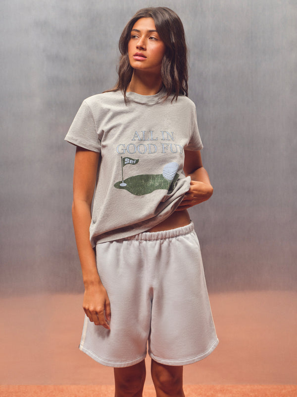 CLASSIC COTTON DAILY ALL IN GOOD FUN CLASSIC TEE - FOG HEATHER GREY