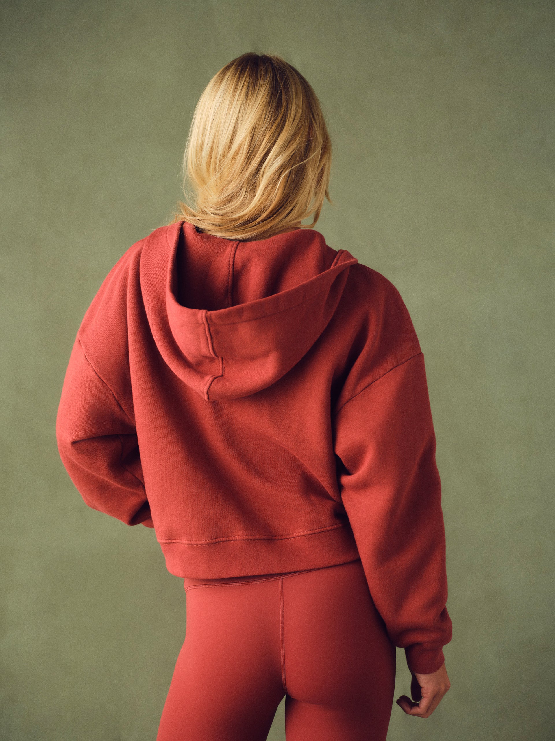MIDWEIGHT SWEATS STAPLE FUNNEL ZIP HOODIE - SWEET TEA