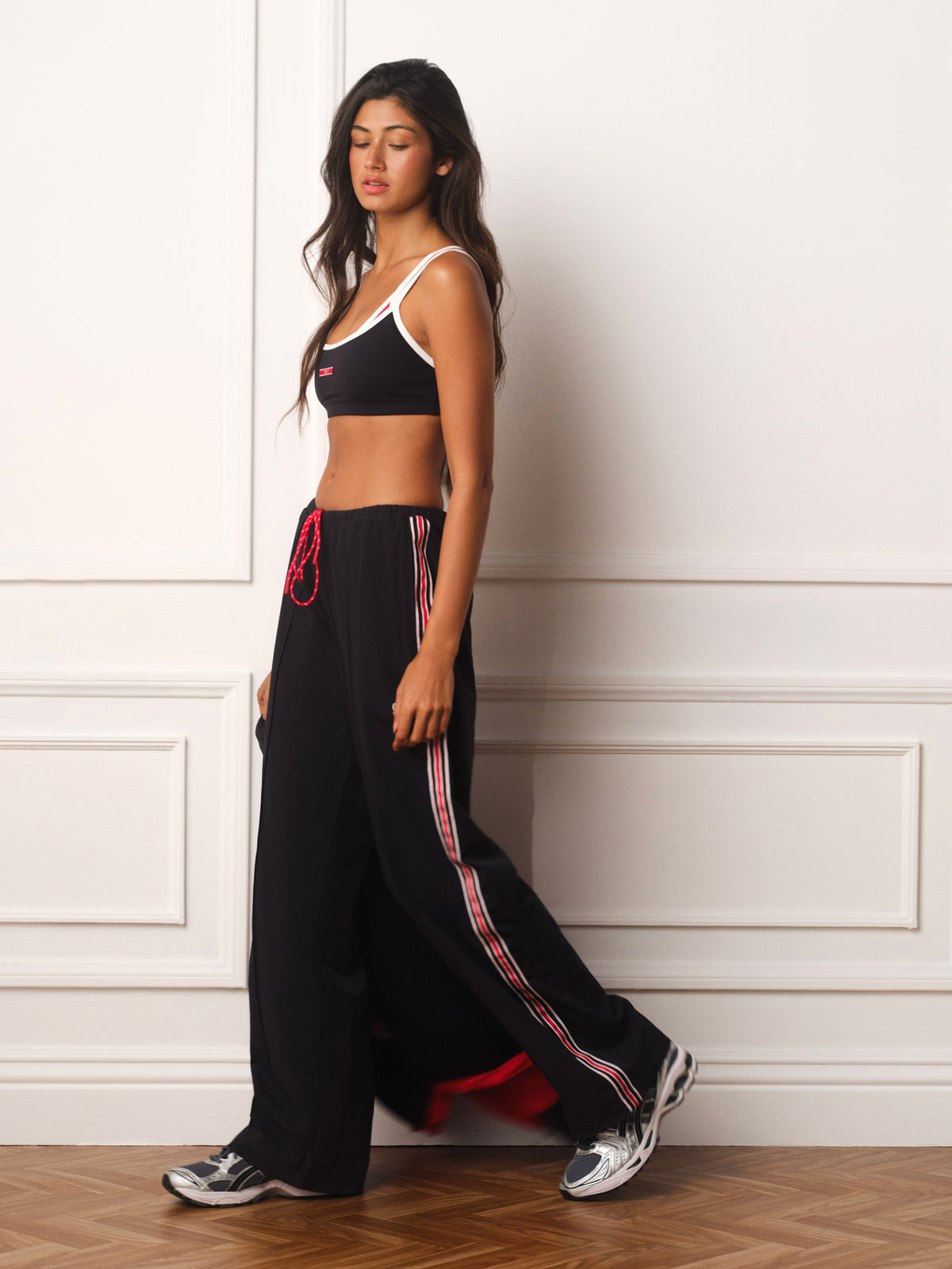 NYLON TRACK VARSITY PANTS - ROUGE(ONYX)