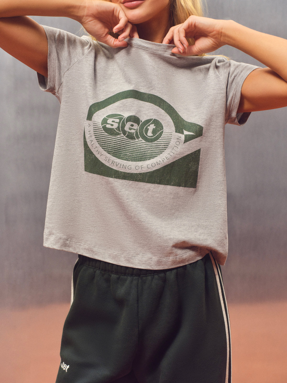 CLASSIC COTTON DAILY TENNIS CLASSIC TEE - FOG HEATHER GREY
