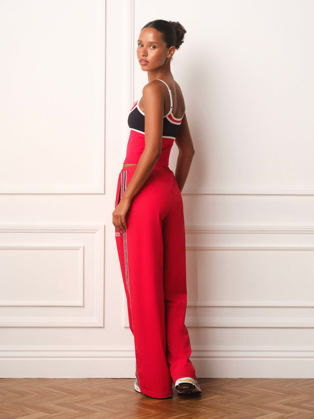 NYLON TRACK VARSITY PANTS - ROUGE(RED)