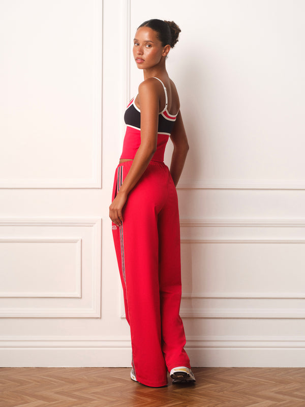 NYLON TRACK VARSITY PANTS - ROUGE(RED)