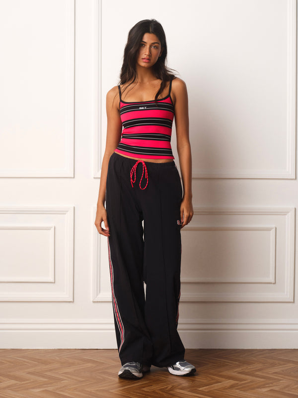 NYLON TRACK VARSITY PANTS - ROUGE(ONYX)