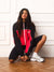 MICROFLEECE/NYLON TRACK FLEECE-LINED VARSITY ZIP UP - ROUGE