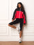 MICROFLEECE/NYLON TRACK FLEECE-LINED VARSITY ZIP UP - ROUGE