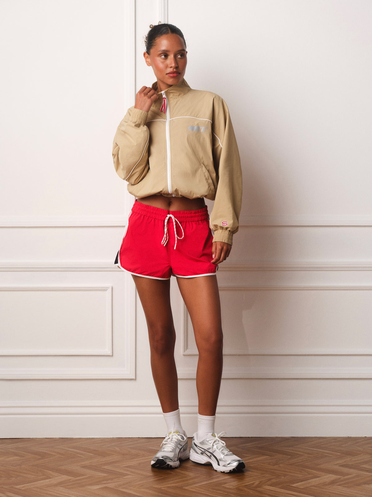 NYLON TRACK VARSITY ZIP UP - BRULEE