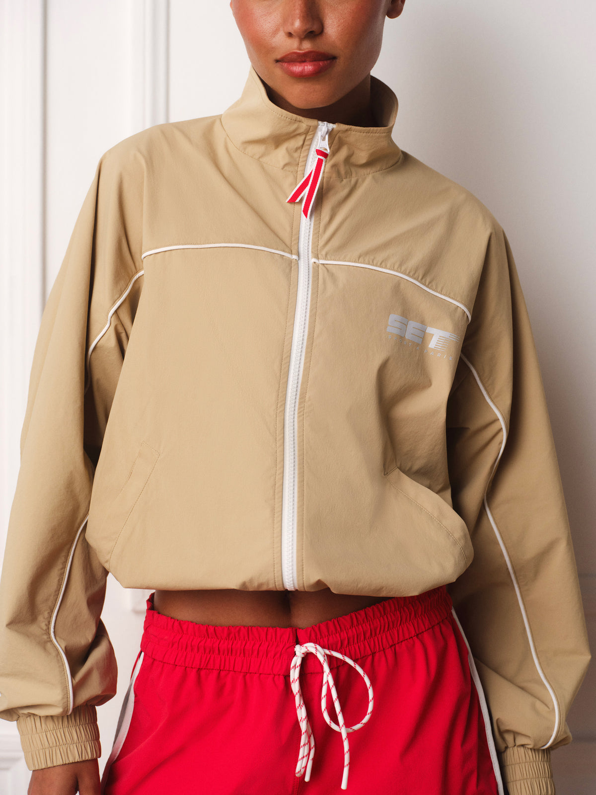 NYLON TRACK VARSITY ZIP UP - BRULEE