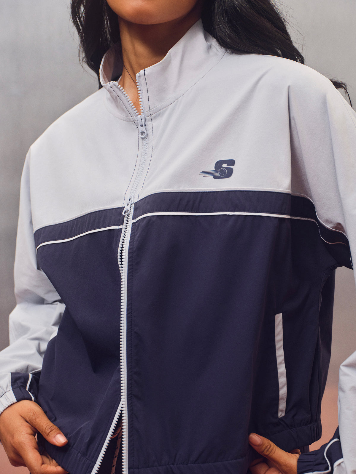NYLON TRACK CONTRAST FUNNEL ZIP - BIRDIE