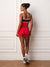 LUXFORM® LUX DUO STRIPE FOLDOVER MINI SHORTS - ROUGE