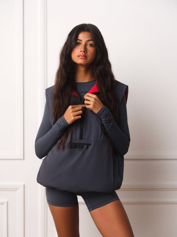MICROFLEECE/NYLON DUET UNIFORM REVERSIBLE VEST - TRIOMPHE/ROUGE