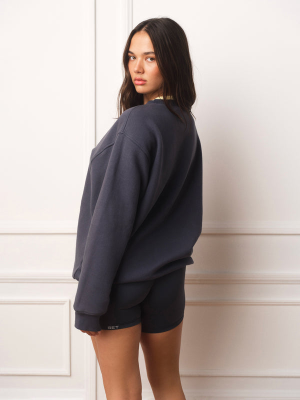 MIDWEIGHT SWEATS STAPLE SET UNIFORM LAYERED CREWNECK - METRO(BLUE)