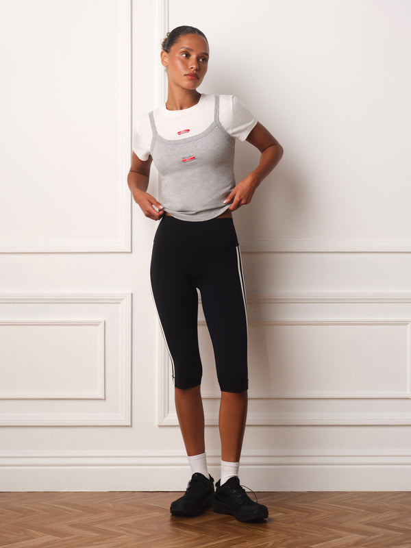 STRETCH COTTON ESSENTIAL UNIFORM CROP CAMI - HEATHER GREY