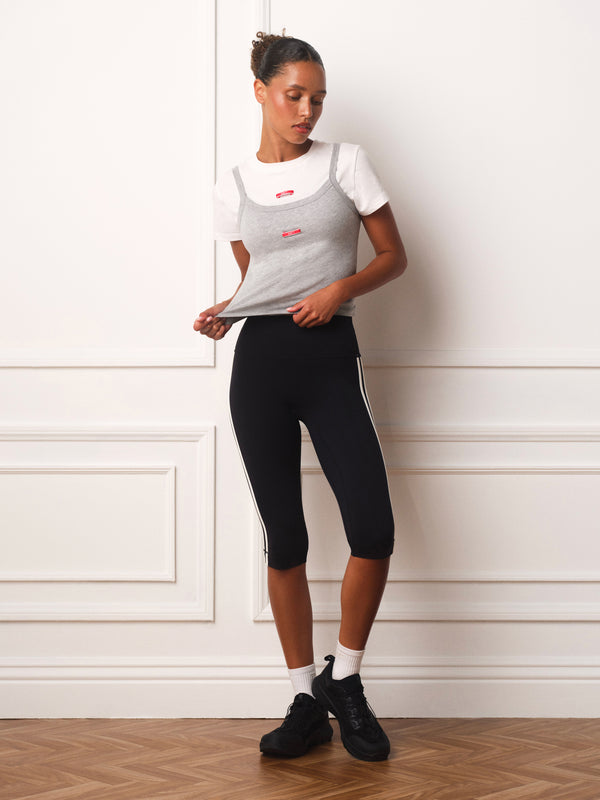 LUXFORM® LUX DUO STRIPE CAPRI LEGGINGS - ONYX