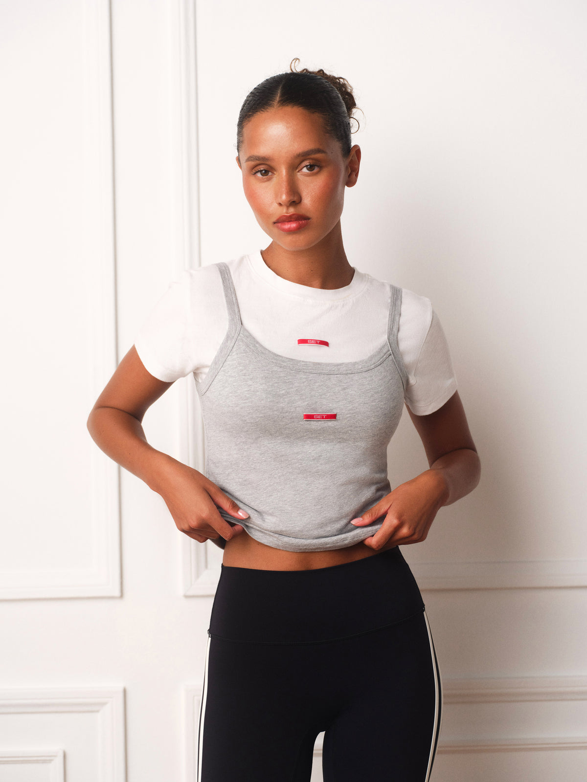 STRETCH COTTON ESSENTIAL UNIFORM TEE - PORCELIAN