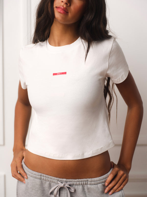STRETCH COTTON ESSENTIAL UNIFORM TEE - PORCELIAN