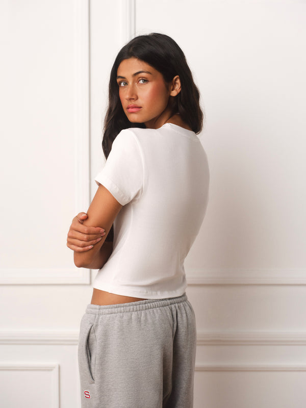 STRETCH COTTON ESSENTIAL UNIFORM TEE - PORCELIAN