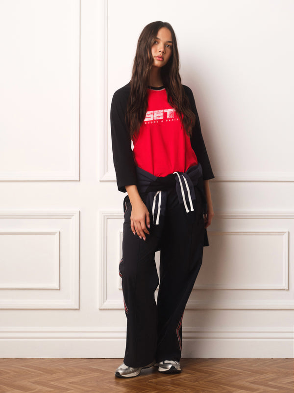 CLASSIC COTTON DAILY BASEBALL 3/4 LONG SLEEVE TEE - ROUGE