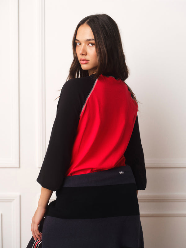 CLASSIC COTTON DAILY BASEBALL 3/4 LONG SLEEVE TEE - ROUGE