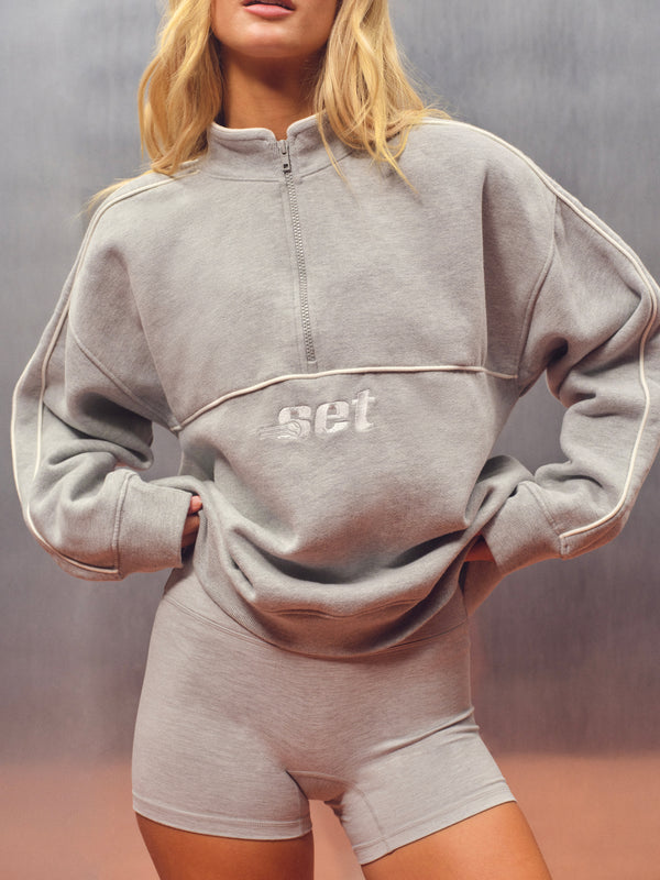 MIDWEIGHT SWEATS STAPLE DUO STRIPE QUARTER ZIP - RACQUET
