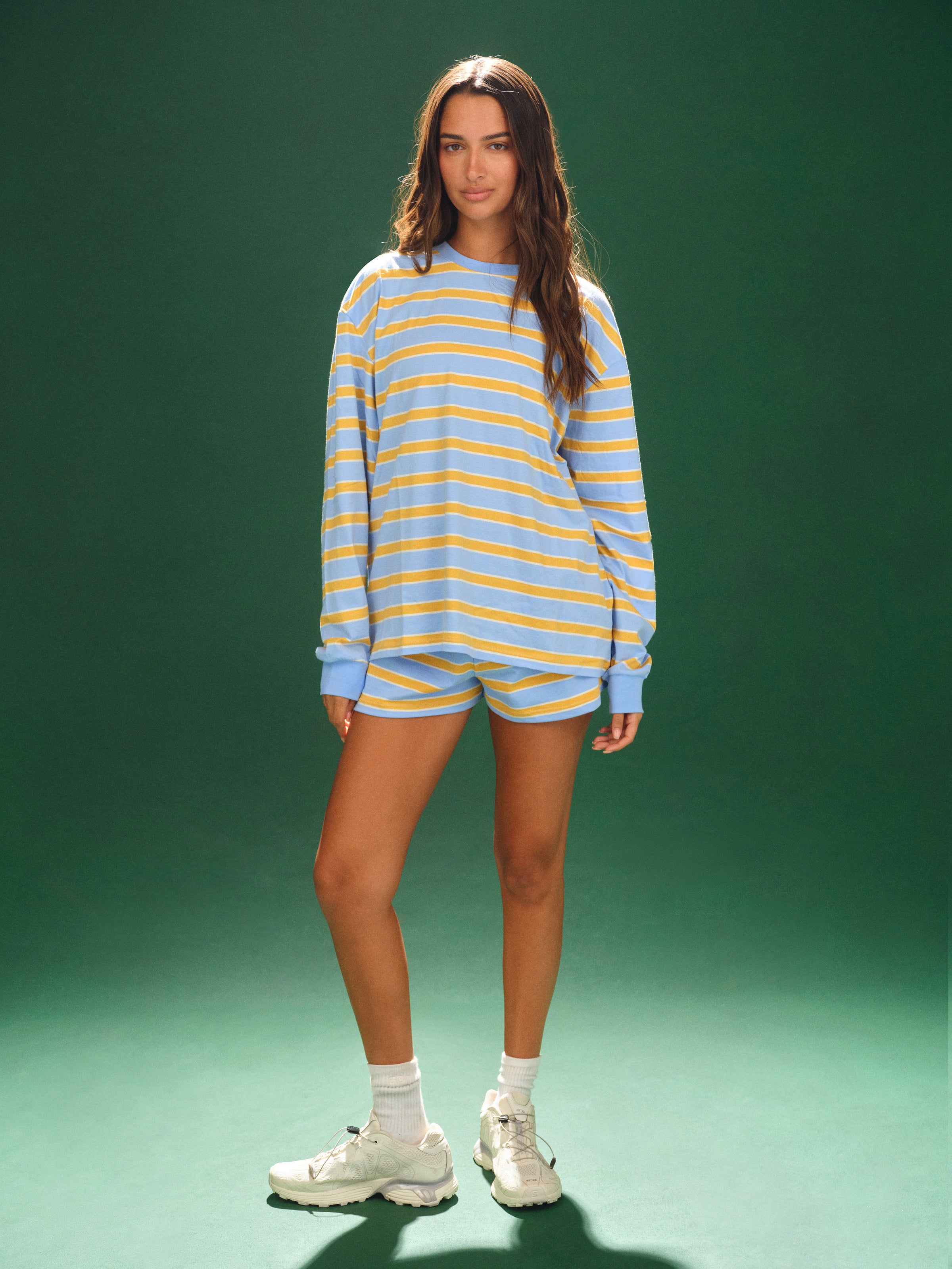 CLASSIC COTTON DAILY STRIPE CUFFED LONG SLEEVE - RODEO