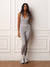 SPORTBODY® SPORTY DUO STRIPE HALTER TANK - BERET(HEATHER GREY)