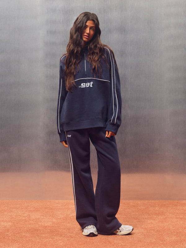 MIDWEIGHT SWEATS STAPLE DUO STRIPE QUARTER ZIP - BIRDIE