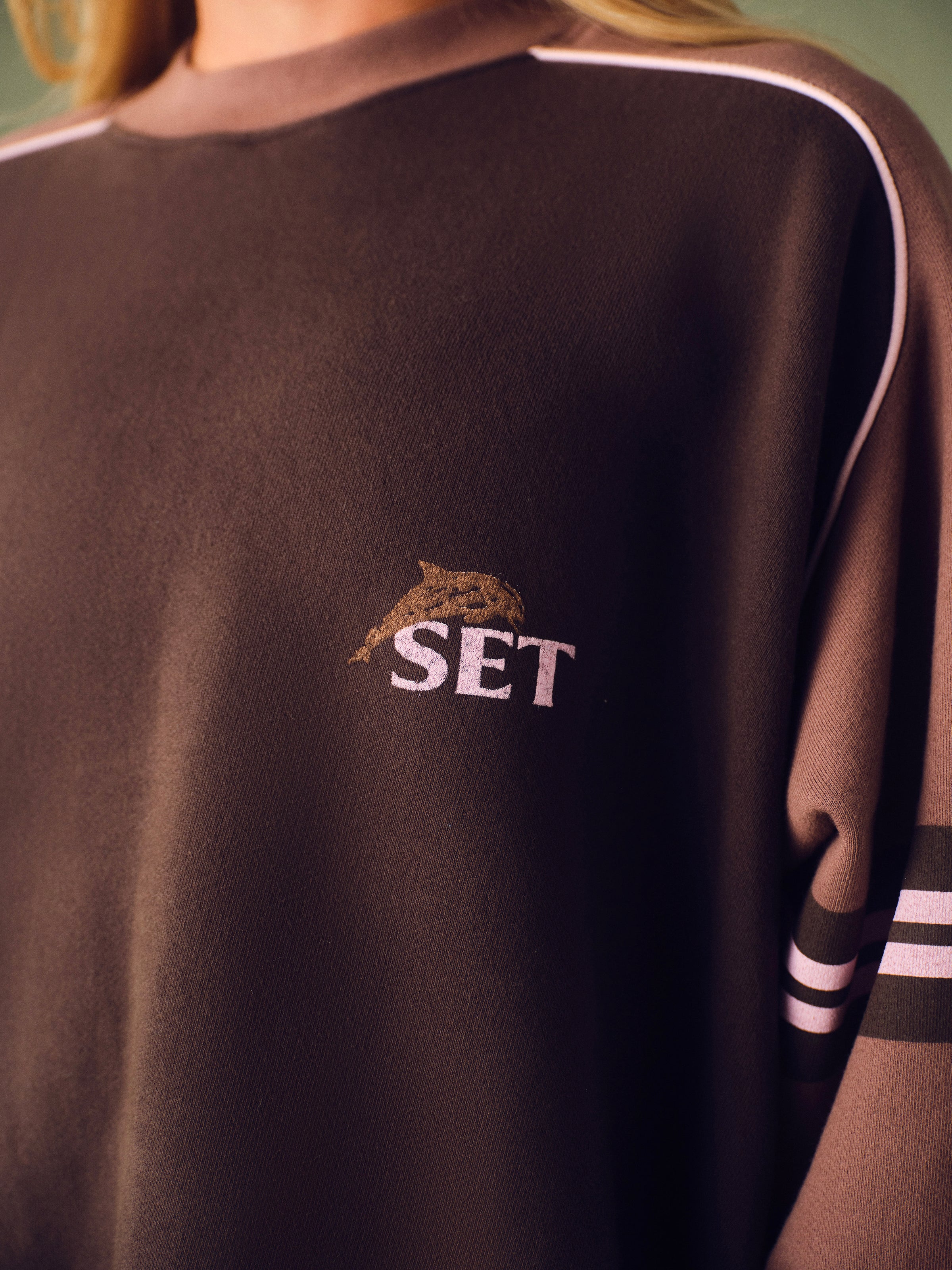MIDWEIGHT SWEATS STAPLE CONTRAST BAND CREWNECK - DRIFTWOOD