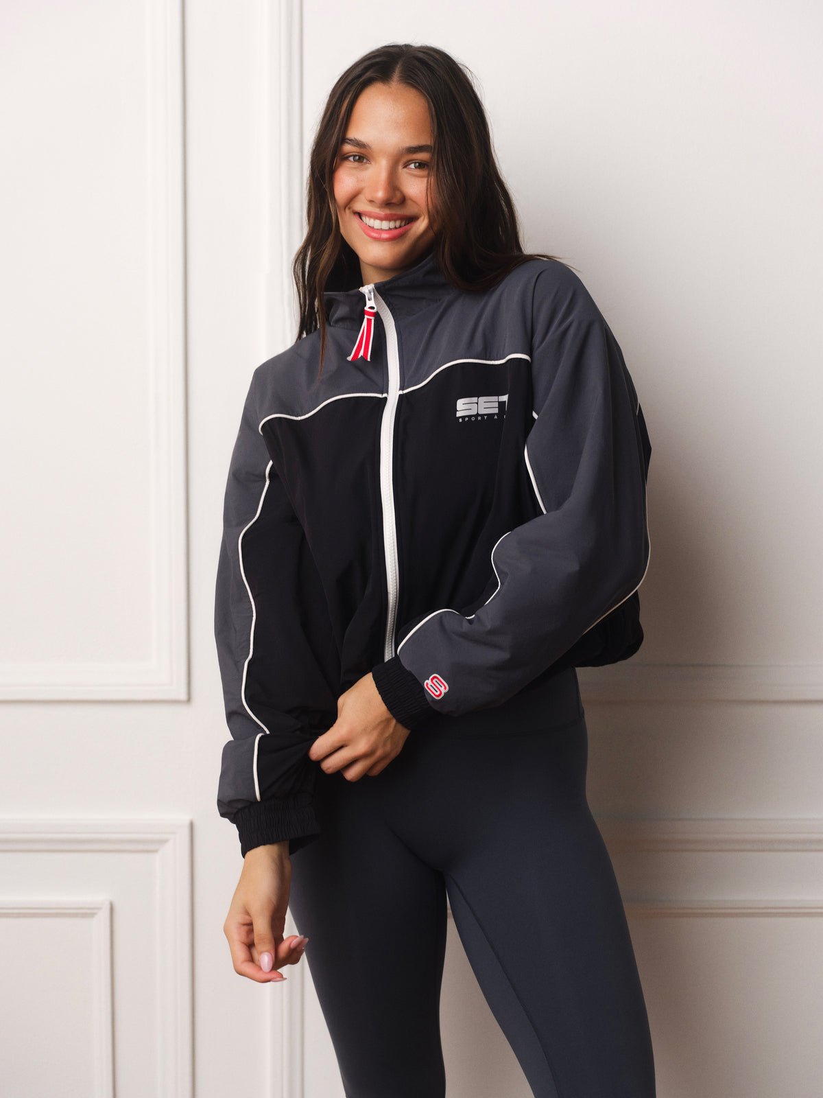 MICROFLEECE/NYLON TRACK FLEECE-LINED VARSITY ZIP UP - TRIOMPHE