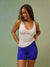 STRETCH COTTON ESSENTIAL SET SCOOP V TANK - WHITE/TOUCAN