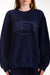 Navy blue sweatshirt with 'SET' branding on a white background