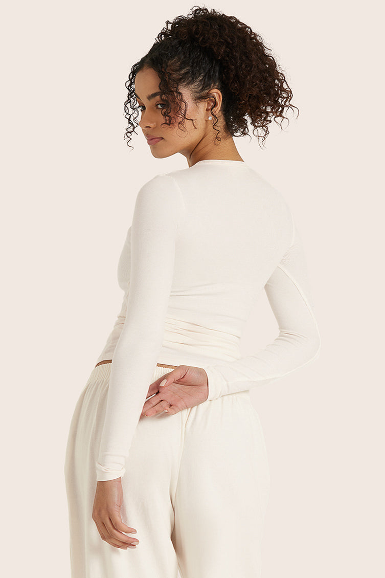 RIBBED MODAL BODY LONG SLEEVE - BLANC