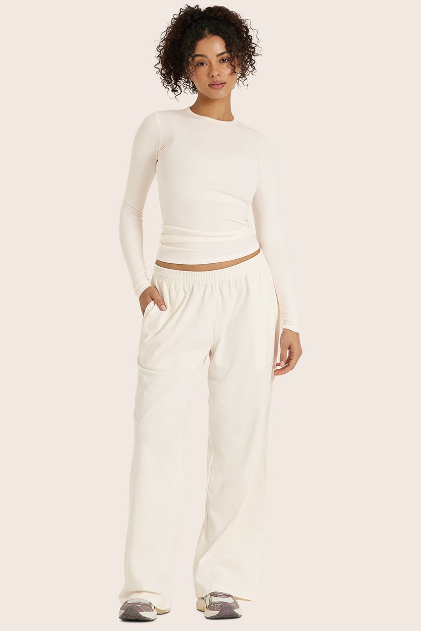 RIBBED MODAL BODY LONG SLEEVE - BLANC