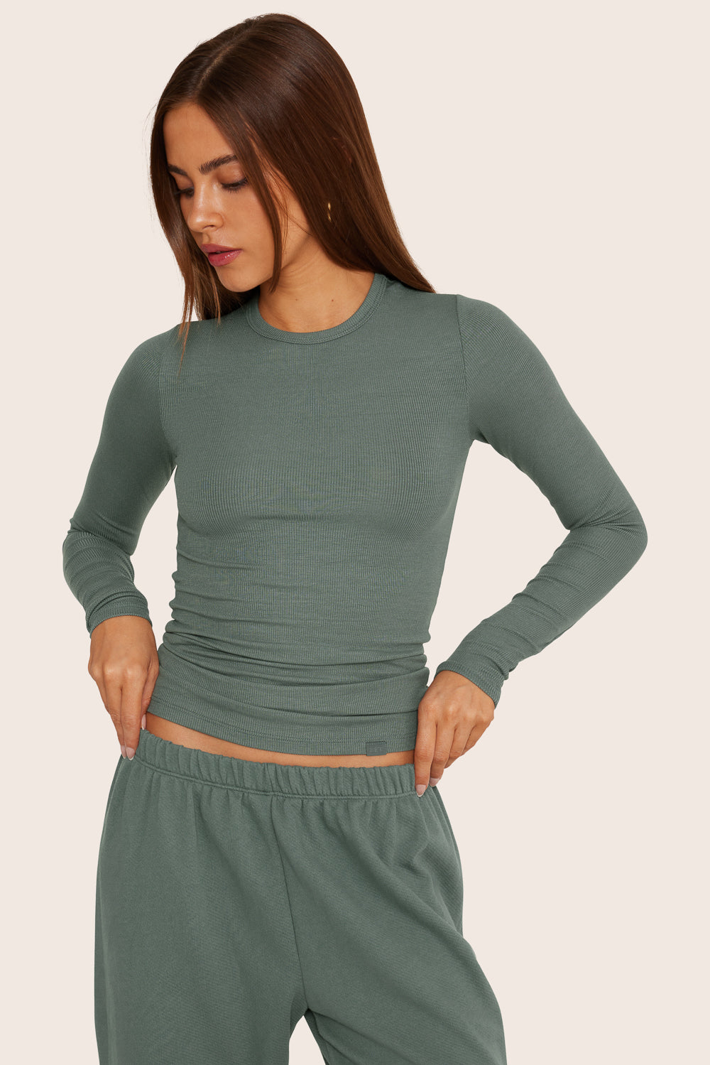 SET™ RIBBED MODAL ESSENTIAL LONG SLEEVE IN WAVE