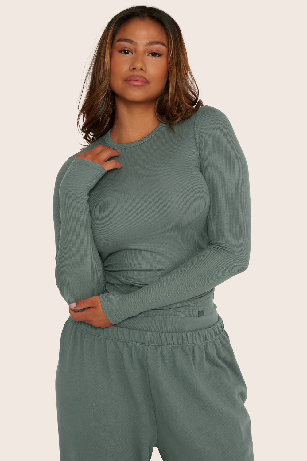 SET™ RIBBED MODAL ESSENTIAL LONG SLEEVE IN WAVE