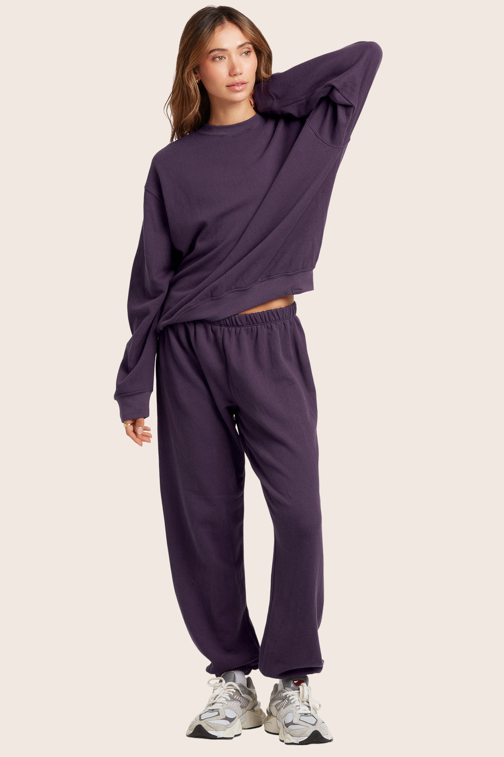 SET™ LIGHTWEIGHT SWEATS CLASSIC CREWNECK IN PLUM