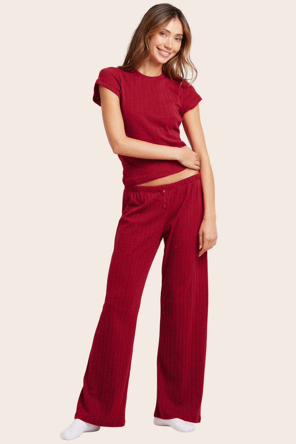 SET™ POINTELLE BUTTON PANTS IN LOVE