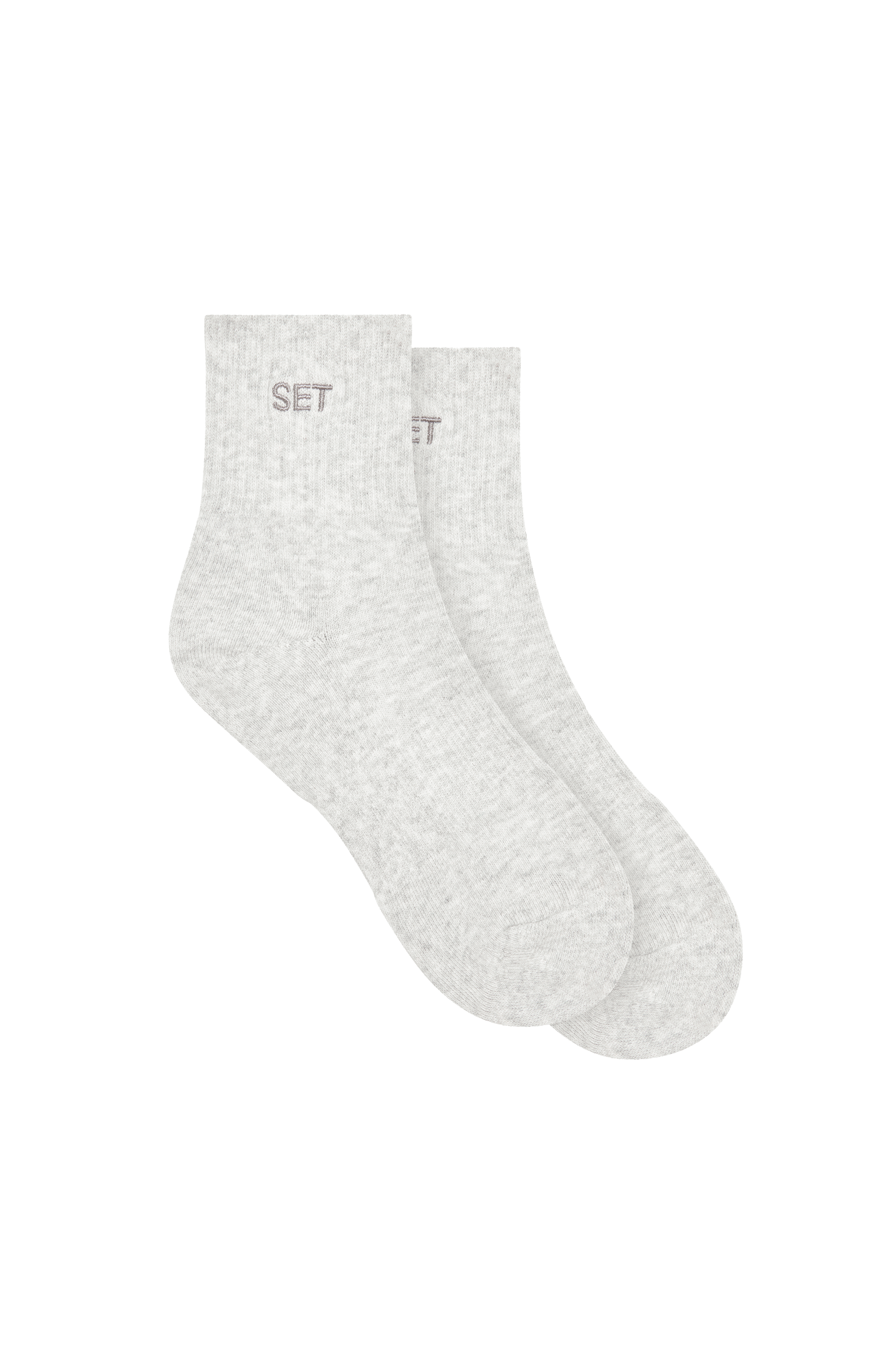 HEATHER GREY SET™ SHORTY SOCKS WITH LIGHT GREY EMBROIDERY