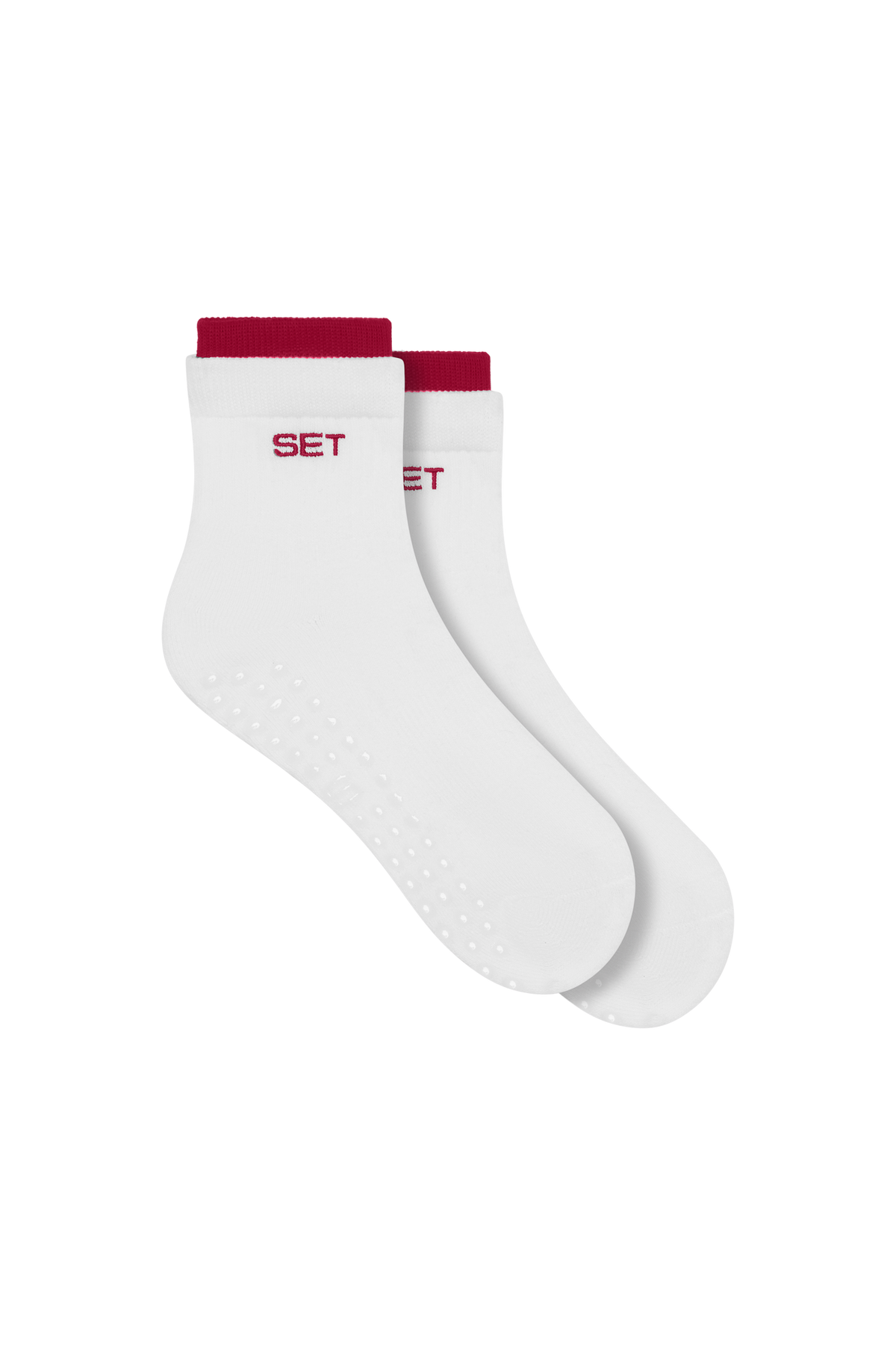 SET LAYERED GRIP SOCKS - WHITE/ROUGE