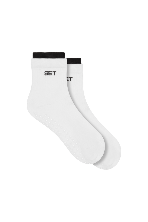 SET LAYERED GRIP SOCKS - WHITE/METRO