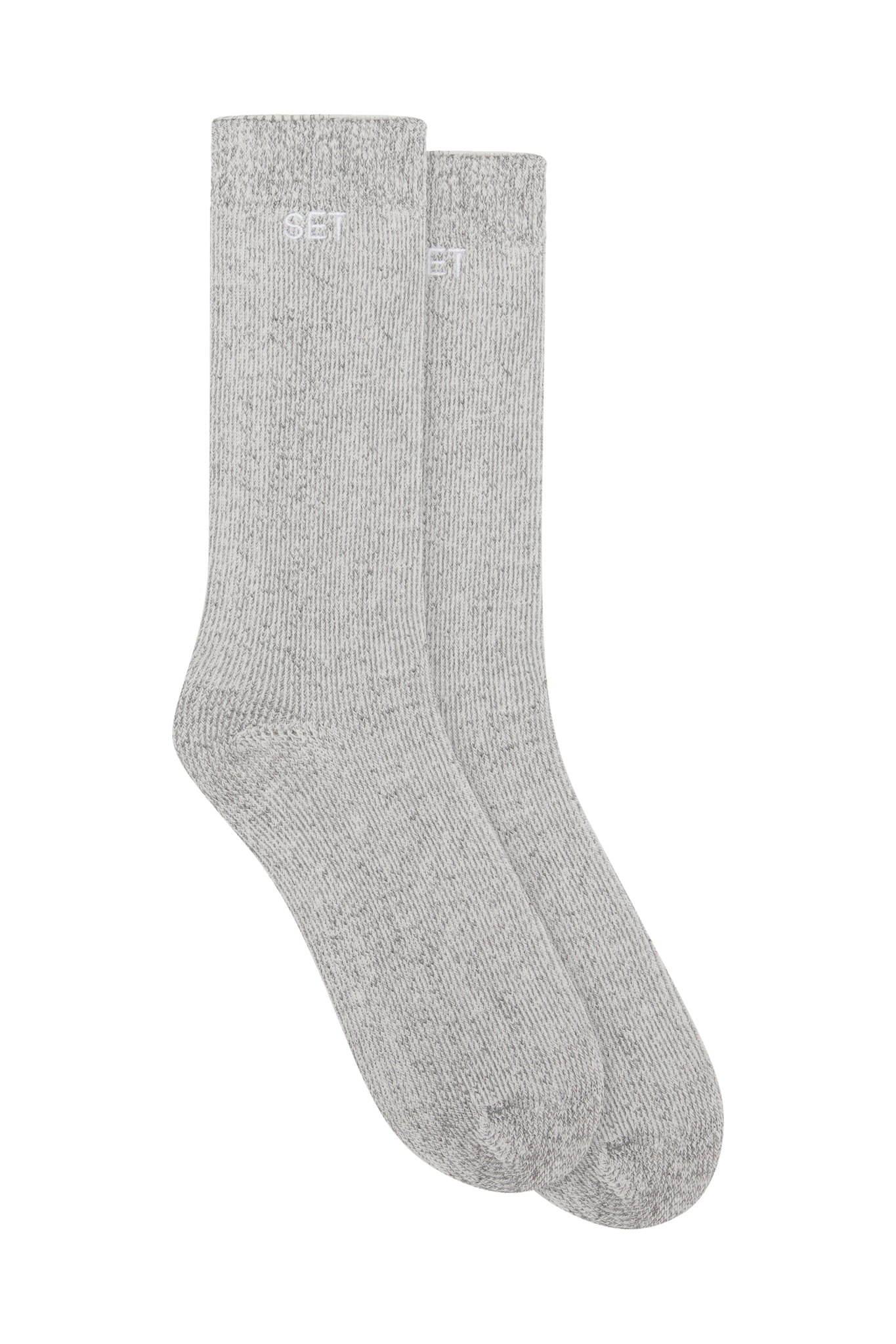 Pair of gray socks on a white background