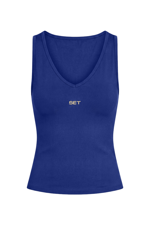 STRETCH COTTON ESSENTIAL SET SCOOP V TANK - TOUCAN