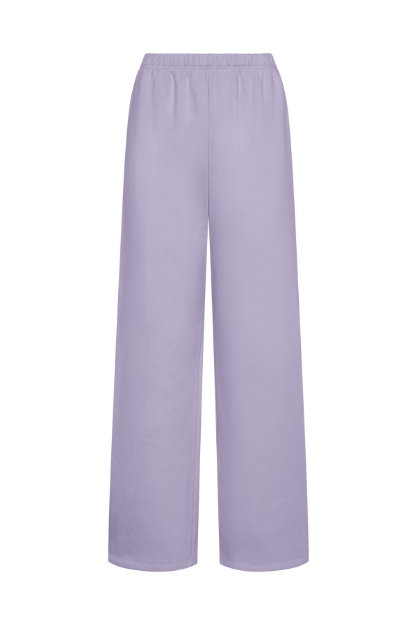 Light purple wide-leg pants on a transparent background