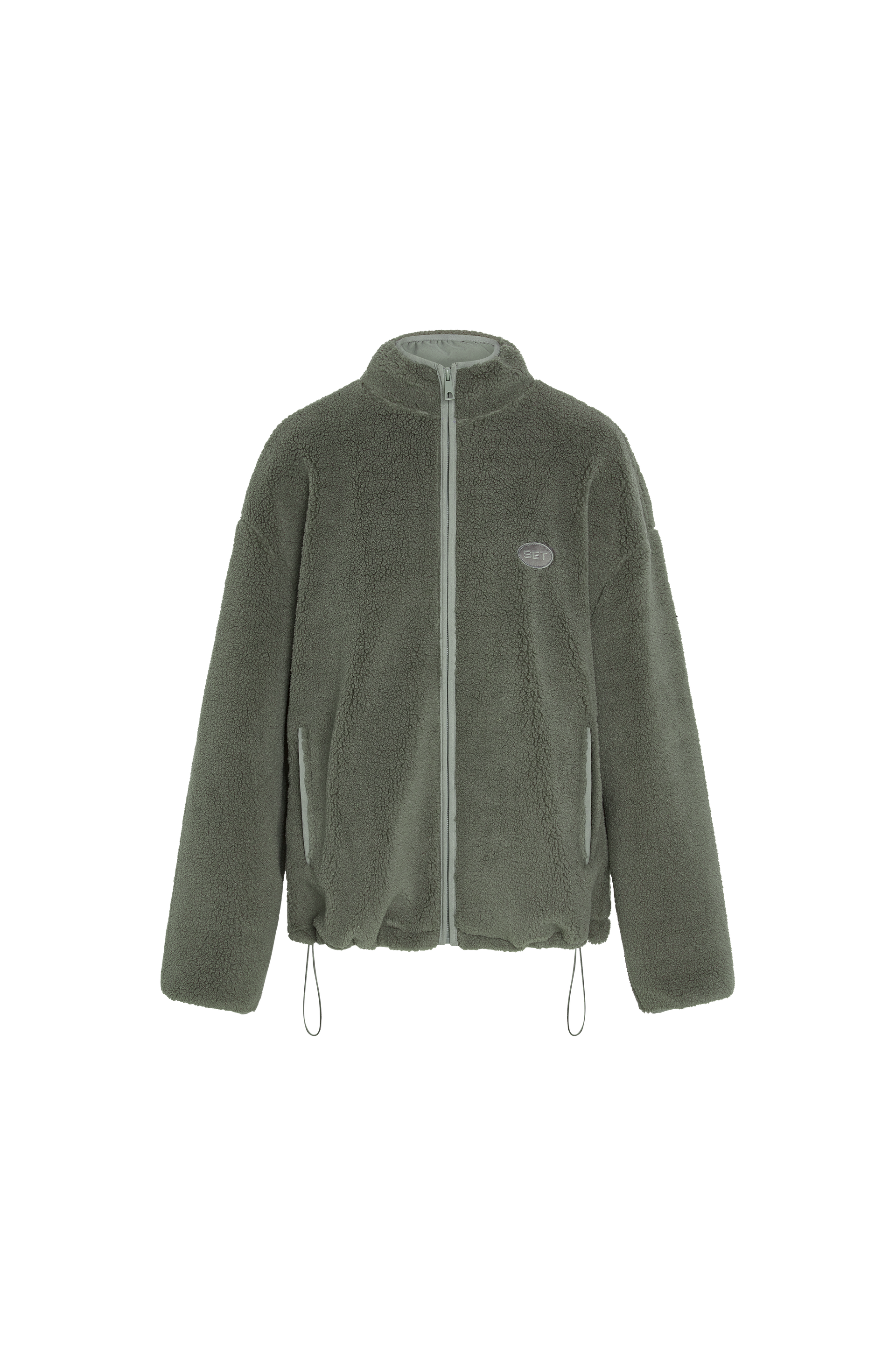 Green fleece jacket on a white background