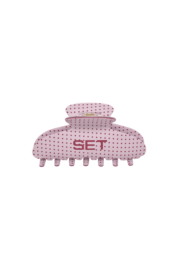 SET POLKA DOT CLAW CLIP - SPECKLE (PINK)