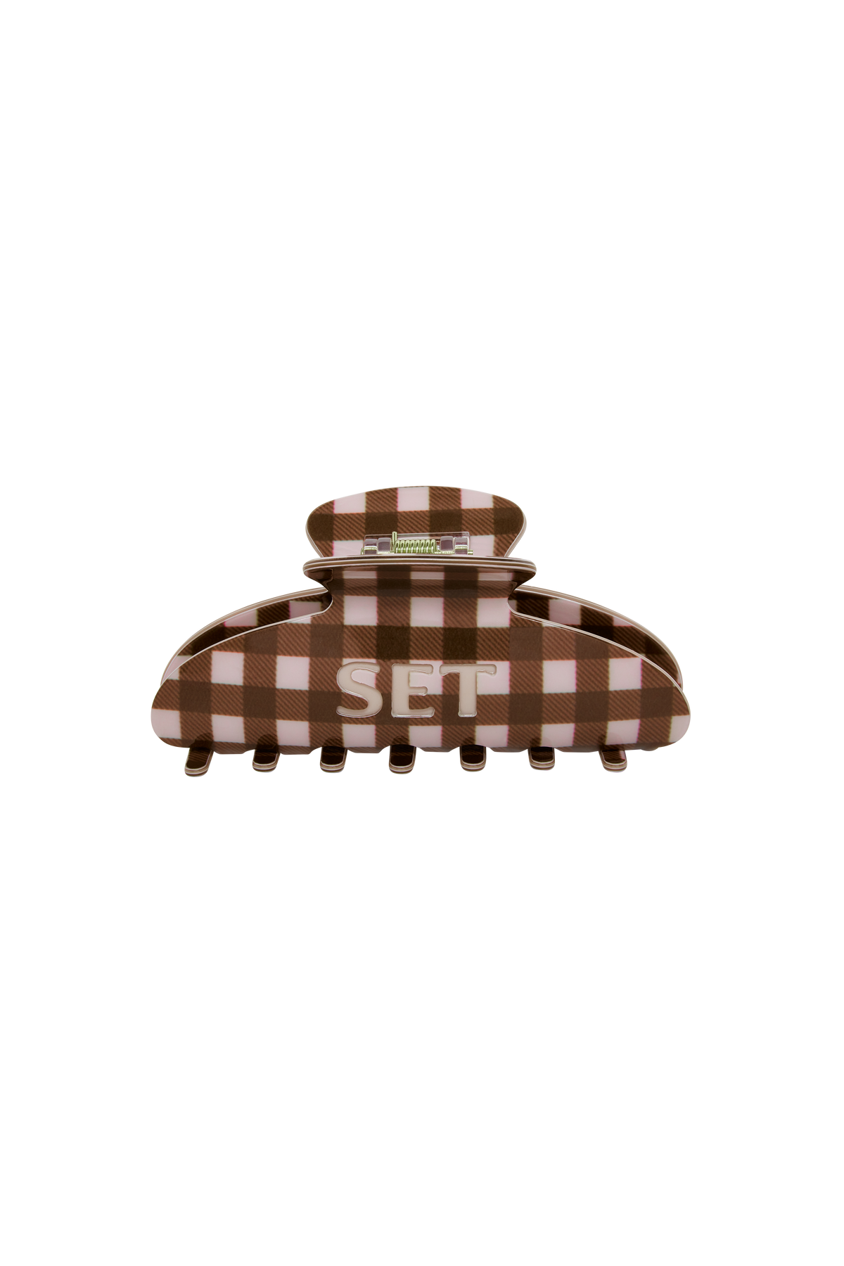 SET GINGHAM CLAW CLIP - DRIFTWOOD