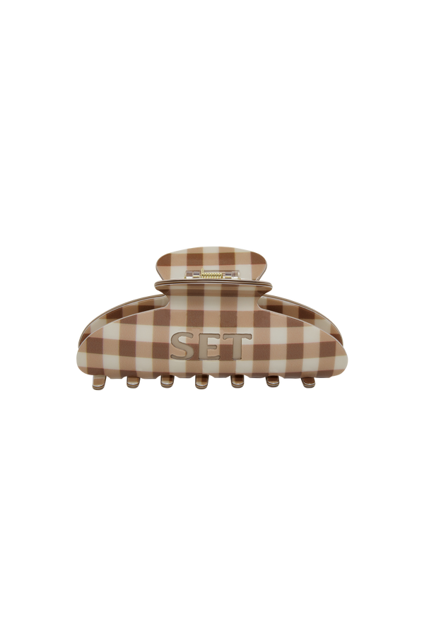 SET GINGHAM CLAW CLIP - SWEET TEA