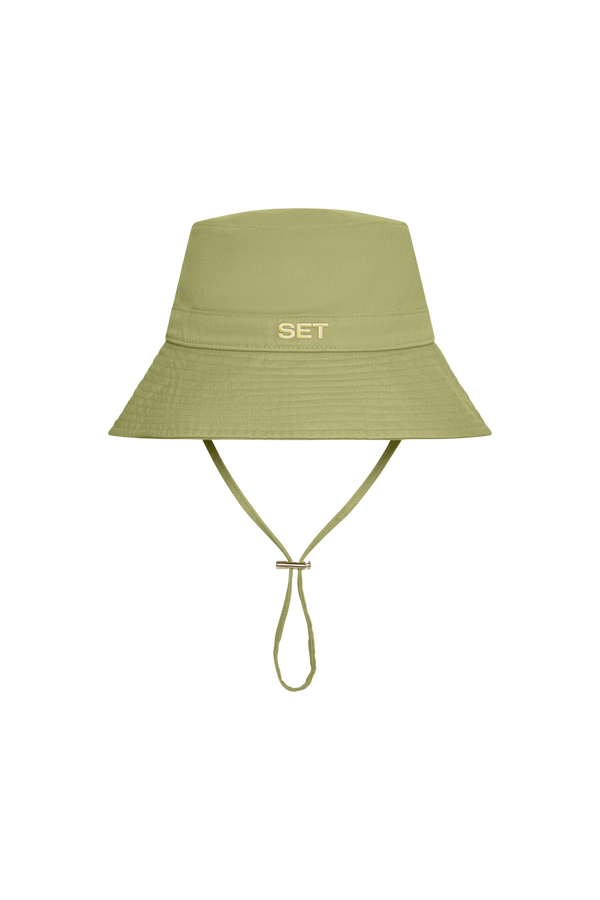 Green bucket hat on a white background 