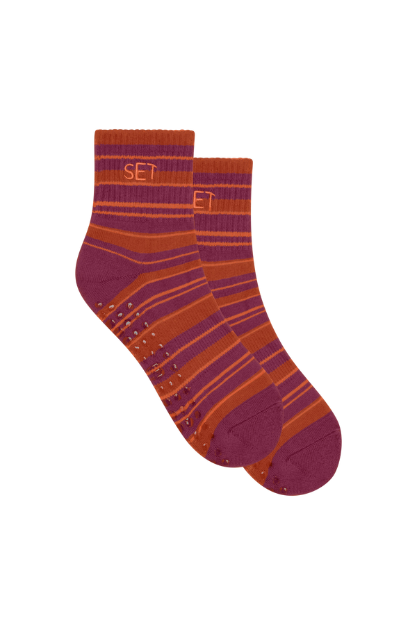  SET STRIPE SHORTY GRIP SOCKS  - HEATWAVE