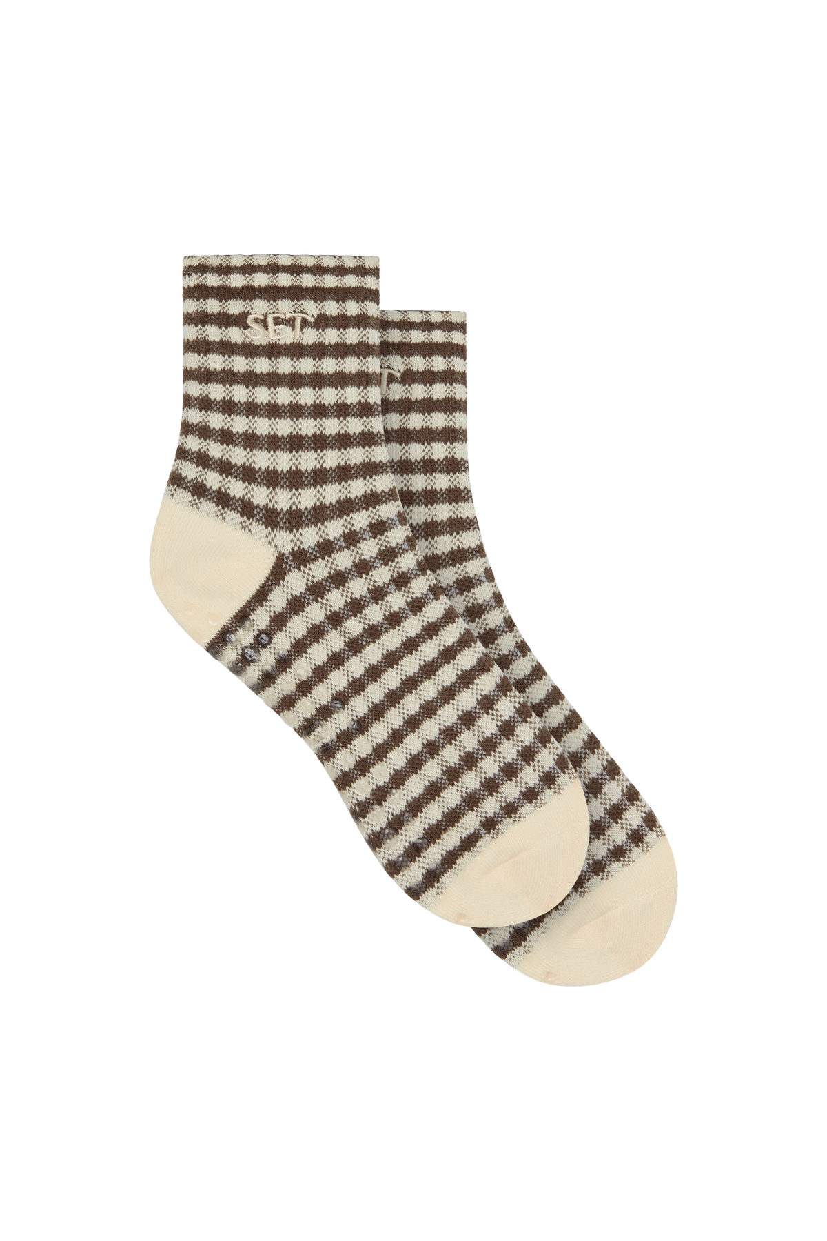 SET GINGHAM GRIP SHORTY SOCKS - SWEET TEA